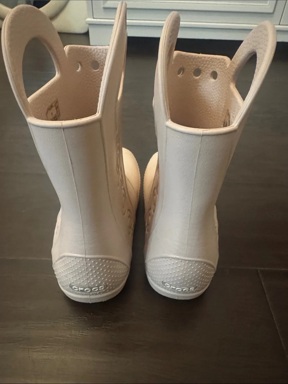 CROCS Kids Blush Pink Handle Rain Boots